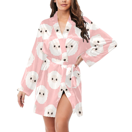 Cute sheep pattern Women's Long Sleeve Belted Night Robe