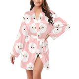 Cute sheep pattern Women's Long Sleeve Belted Night Robe