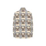 Happy pug pattern Women's Long Sleeve Polo Shirt