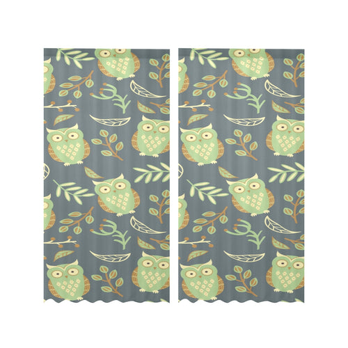 Cute owls leaves pattern Gauze Curtain