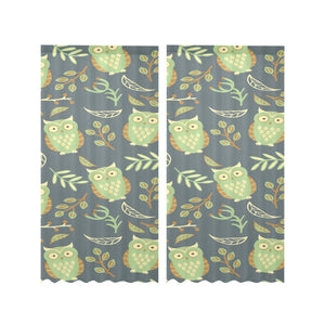 Cute owls leaves pattern Gauze Curtain