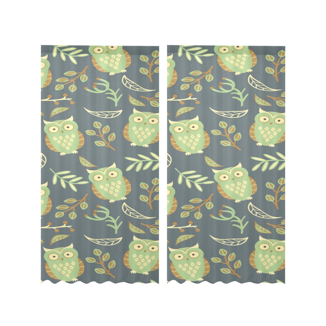 Cute owls leaves pattern Gauze Curtain