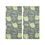 Cute owls leaves pattern Gauze Curtain