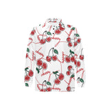 Hand drawn cherry pattern Men's Long Sleeve Polo Shirt