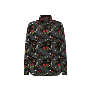 Eagle Pattern Print Design 04 Women's Long Sleeve Polo Shirt