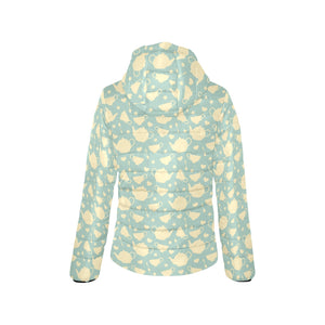 Tea pots Pattern Print Design 02 Women's Padded Hooded Jacket