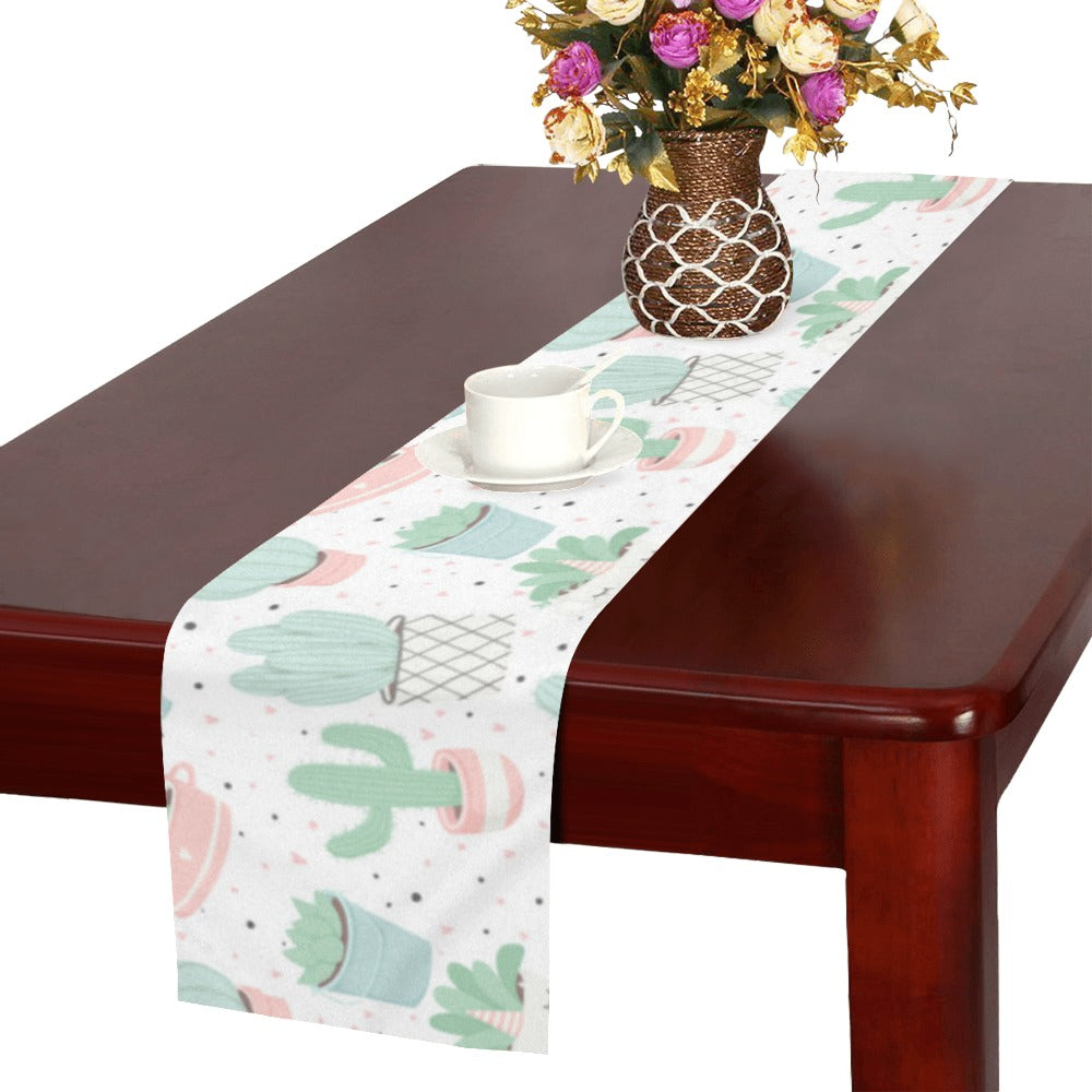 Pastel color cactus pattern Table Runner