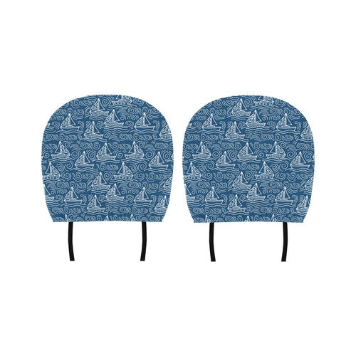 Hand drawn sailboat pattern Car Headrest Cover