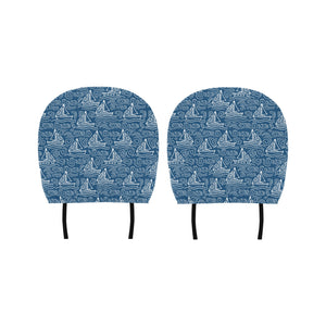 Hand drawn sailboat pattern Car Headrest Cover