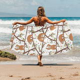 Sloths hanging on the tree pattern Beach Towel