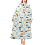 apples leaves pattern Blanket Robe with Sleeves