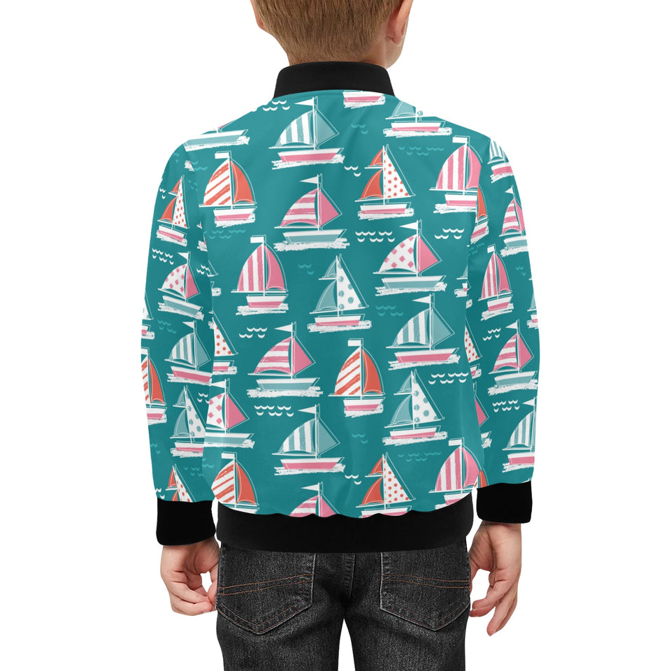 Cute sailboat pattern Kids' Boys' Girls' Bomber Jacket