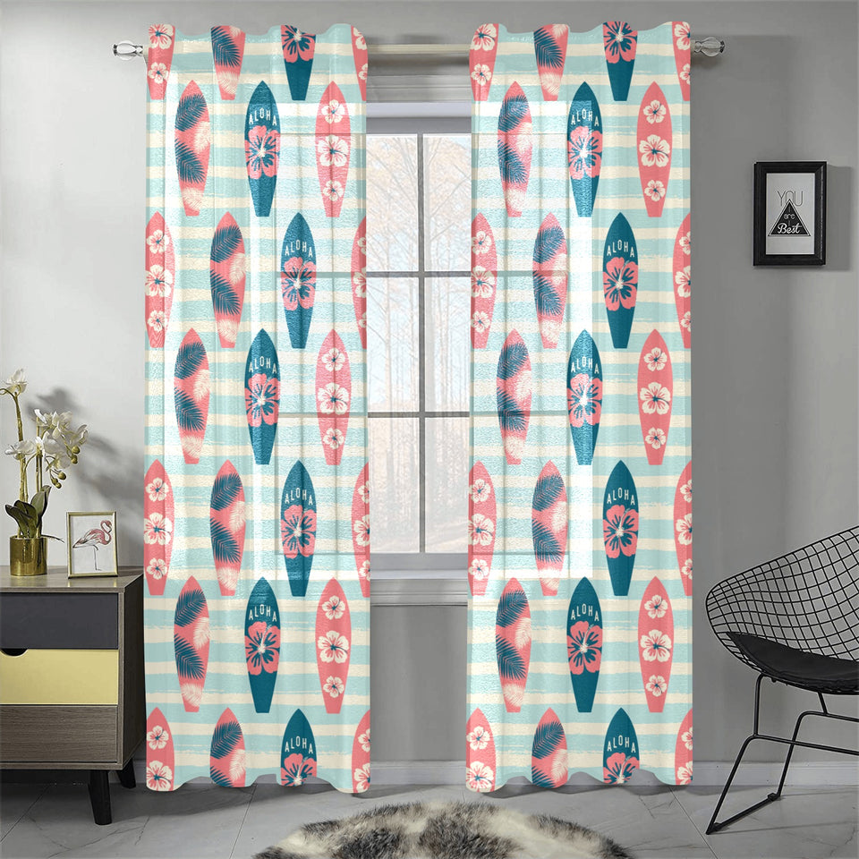 Surfboard Pattern Print Design 02 Gauze Curtain