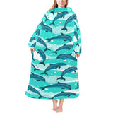 Dolphin sea pattern Blanket Robe with Sleeves