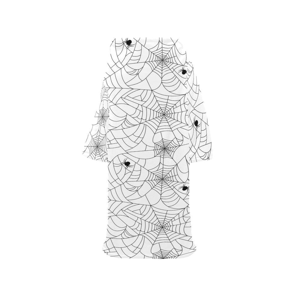 Spider web cobweb pattern white background Blanket Robe with Sleeves