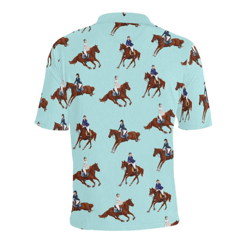 Horses running horses rider pattern Men's All Over Print Polo Shirt