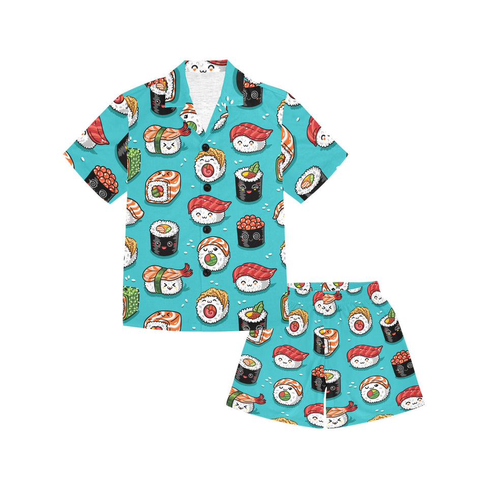 Cute sushi pattern Kids' Boys' Girls' V-Neck Short Pajama Set