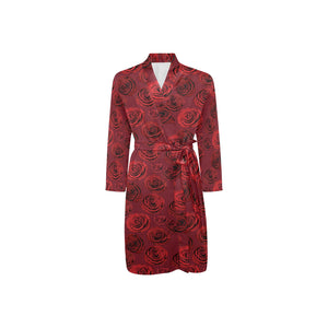 Rose Pattern Print Design 03 Men's Long Sleeve Belted Night Robe
