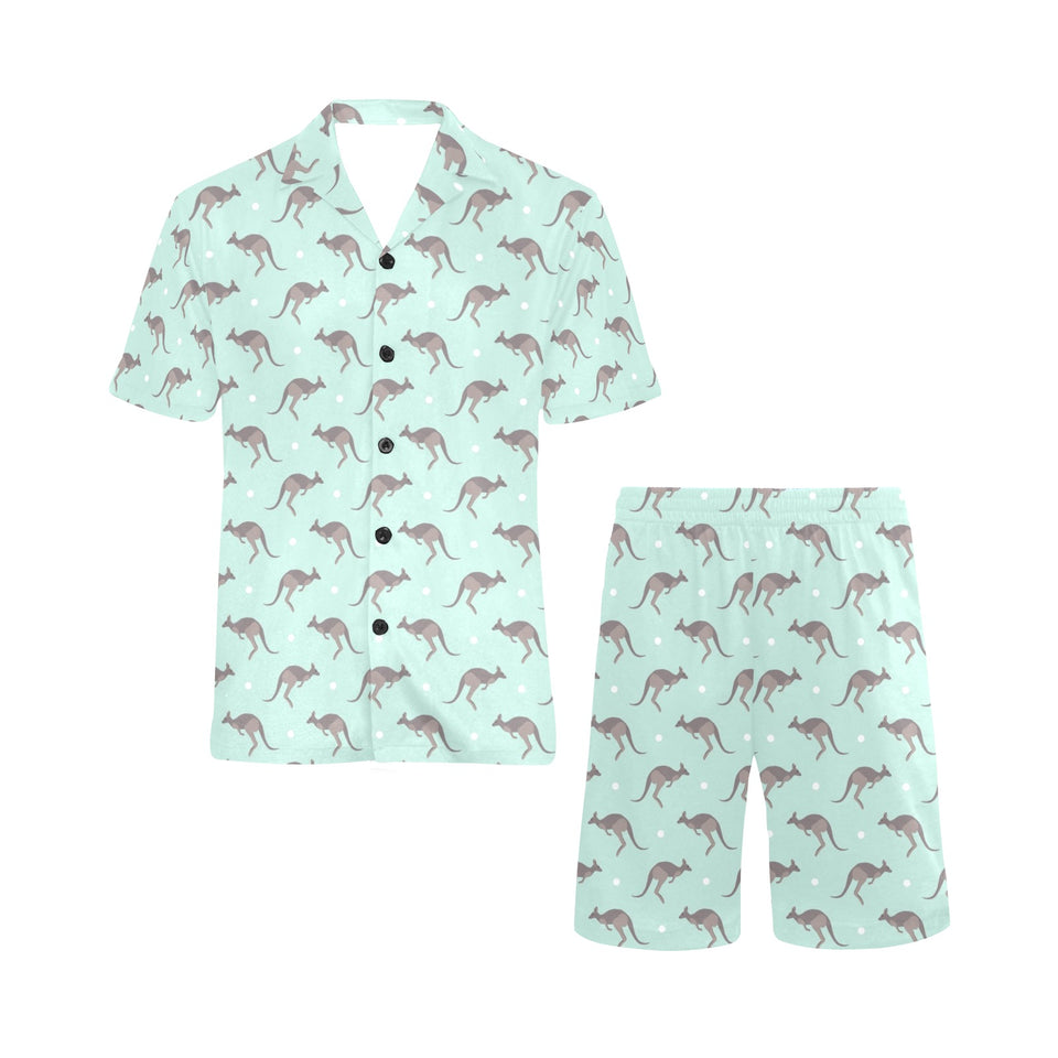 Kangaroo pattern background Men's V-Neck Short Pajama Set