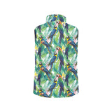 Colorful parrot exotic flower leaves Women's Padded Vest
