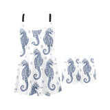 Seahorse pattern background Chest Sexy Pleated Two Piece Swim Dress