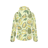 Durian leaves pattern background Women's Padded Hooded Jacket