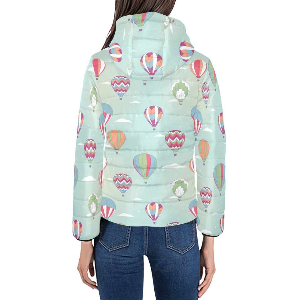 Hot Air Balloon design Pattern Women's Padded Hooded Jacket
