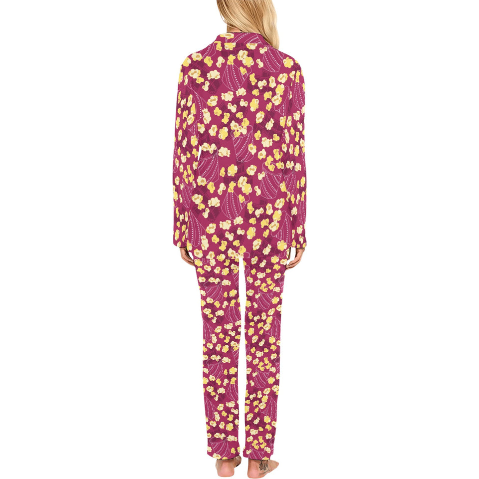 Popcorn Pattern Print Design 02 Women's Long Pajama Set
