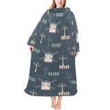 windmill tree pattern Blanket Robe with Sleeves