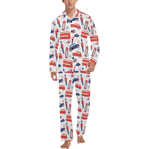 British Pattern Print Design 03 Men's Long Pajama Set