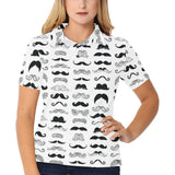 Mustache Beard Pattern Print Design 04 Women's All Over Print Polo Shirt