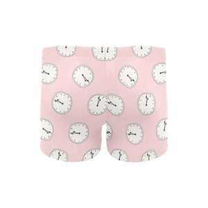 Clock pattern pink blackground Men's Swimming Trunks