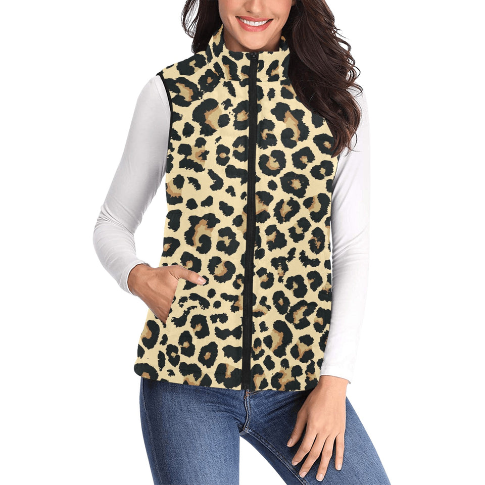 Leopard print design pattern Women's Padded Vest