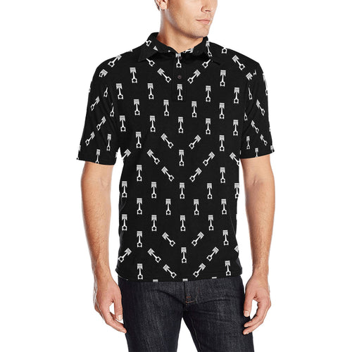Engine Piston Black Theme Pattern Print Design 03 Men's All Over Print Polo Shirt
