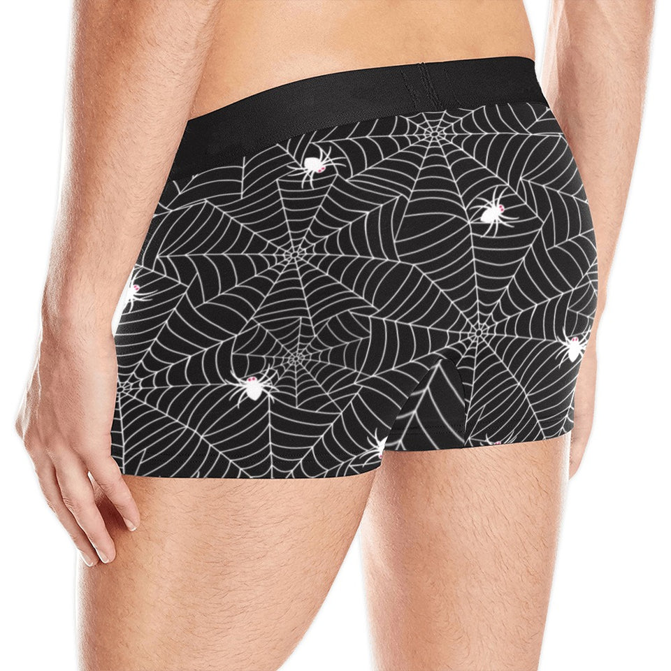 Spider web design pattern Black background white c Men's All Over Print Boxer Briefs Men's Underwear