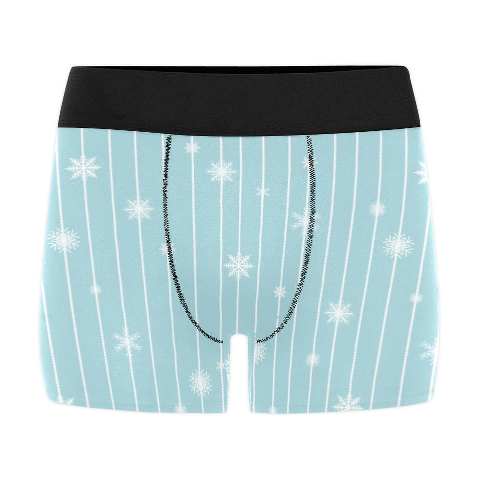 Snowflake pattern blue stripe background Men's All Over Print Boxer Briefs Men's Underwear