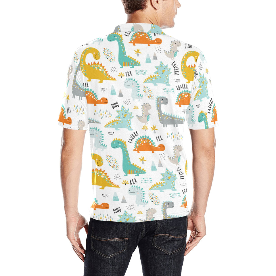 Cute funny kids dinosaurs pattern Men's All Over Print Polo Shirt