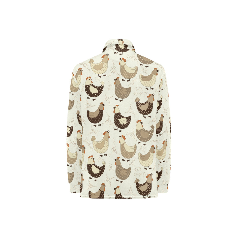 Cute rooster chicken cock Women's Long Sleeve Polo Shirt