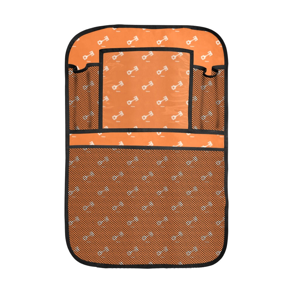 Engine Piston Orange Background Pattern Design 05 Car Seat Back Organizer