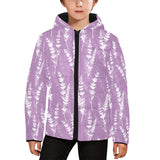 Lavender flowers purple pattern Kids' Boys' Girls' Padded Hooded Jacket