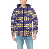 Beautiful japanese fan pattern Men's Padded Hooded Jacket