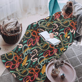 Colorful snake plant pattern Blanket Robe with Sleeves
