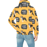 Boston terrier design pattern Men's Padded Hooded Jacket