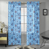 Anchors rudder compass star nautical pattern Gauze Curtain