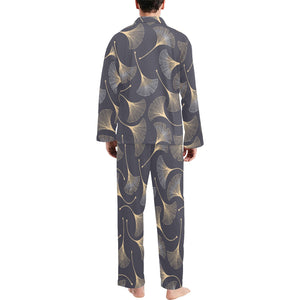Gold ginkgo leaves Men's Long Pajama Set