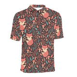 fox leaves mushroom pattern Men's All Over Print Polo Shirt