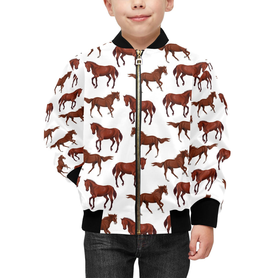 Horses running pattern background Kids' Boys' Girls' Bomber Jacket