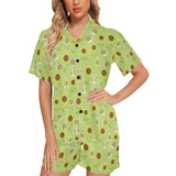 Snail Pattern Print Design 01 Women's V-Neck Short Pajama Set