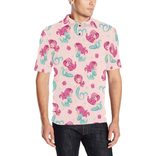 Cute little mermaid pattern Men's All Over Print Polo Shirt