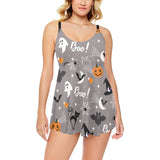 Halloween design pattern Chest Sexy Pleated Two Piece Swim Dress